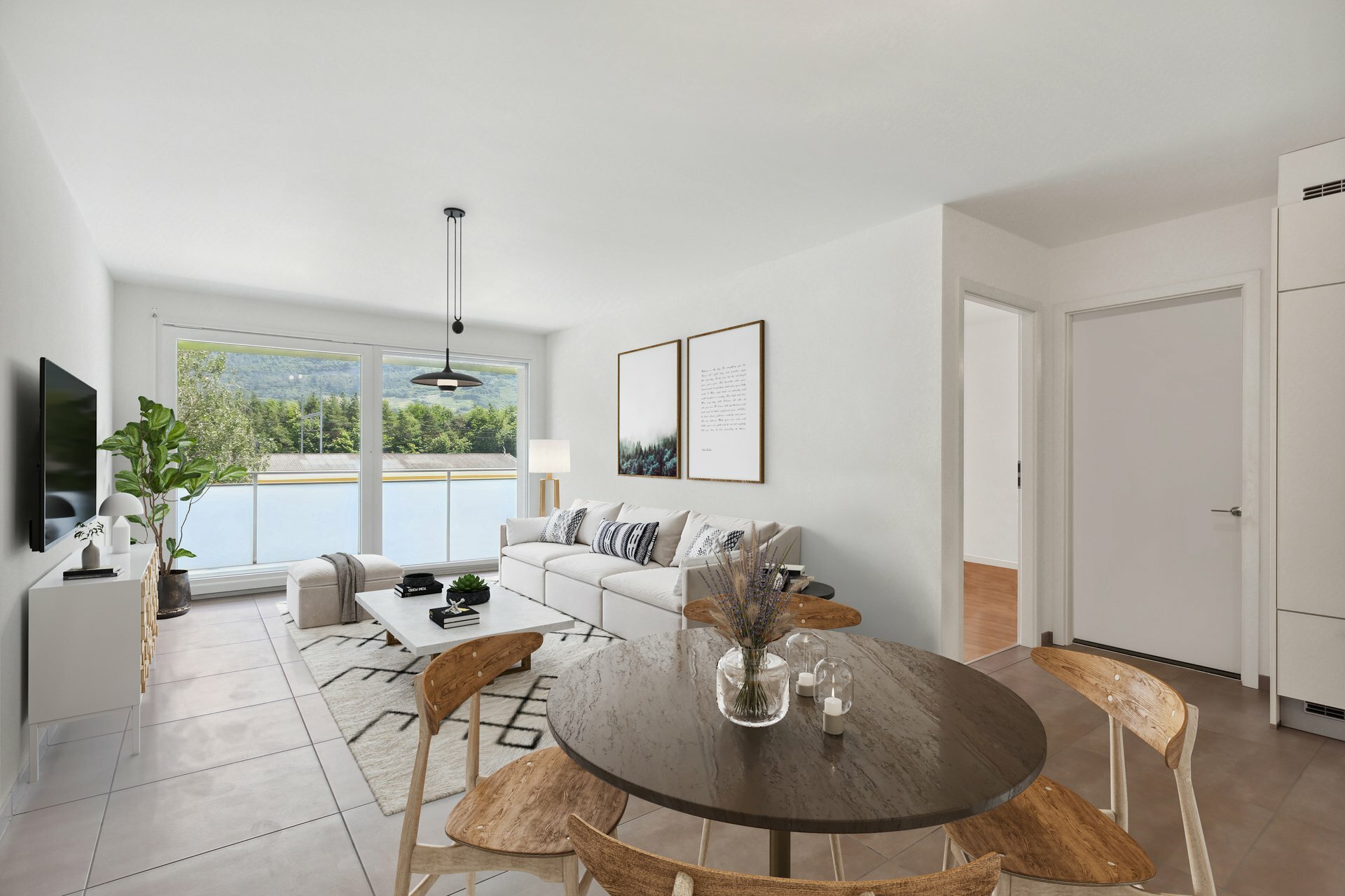 Restylisiertes Bild des Esszimmers - Wohnzimmers