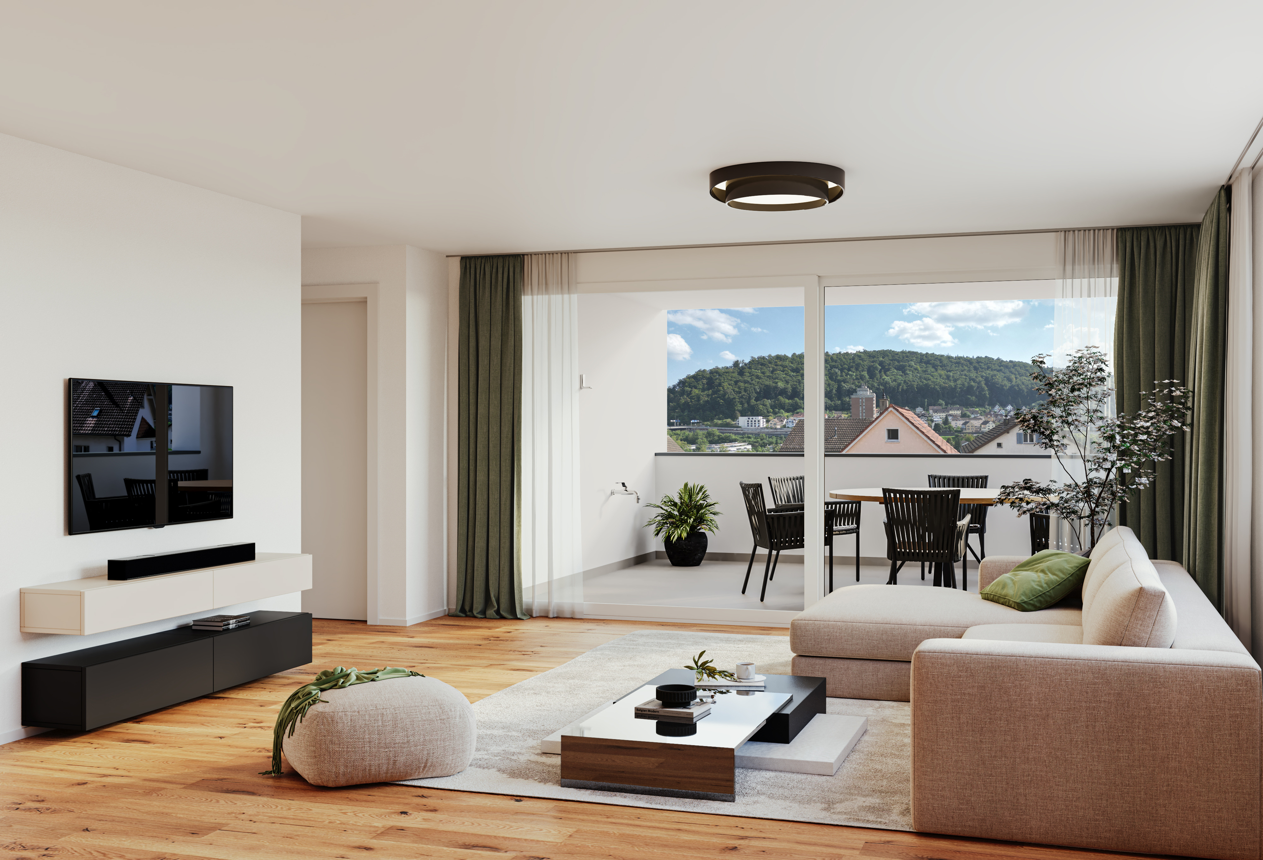 Wohnzimmer / Wohnbereich (Bild aus dem 2.Obergeschoss)