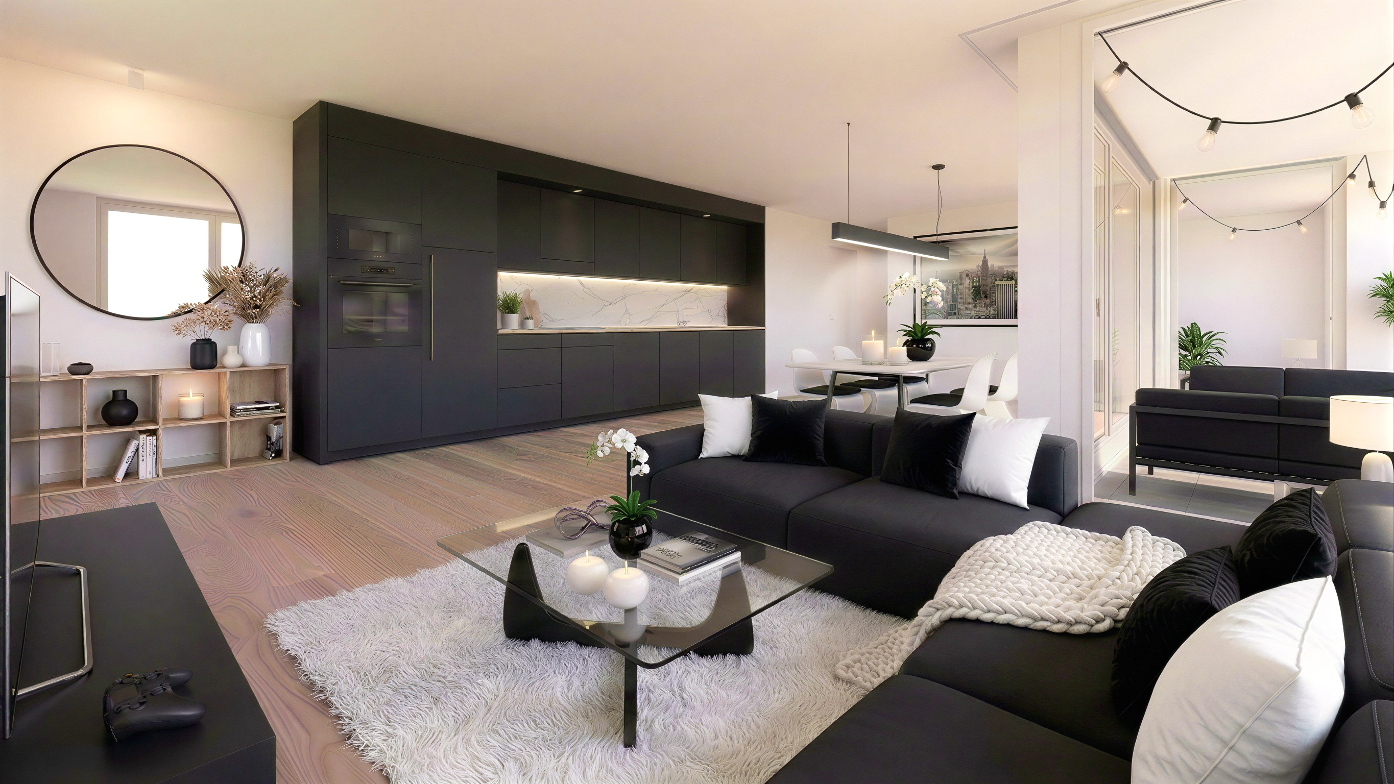 Appartements neufs à vendre à Siviriez : salon.