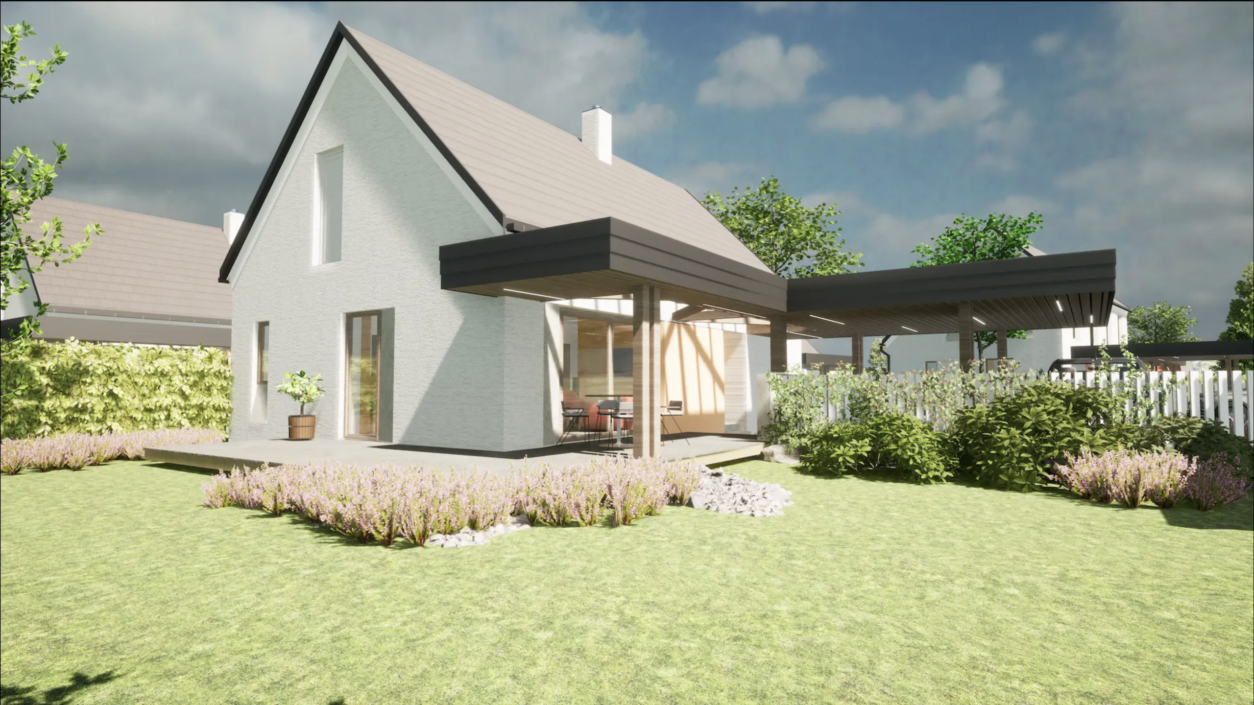 Freistehende Einfamilienhäuser mit schönem Garten.