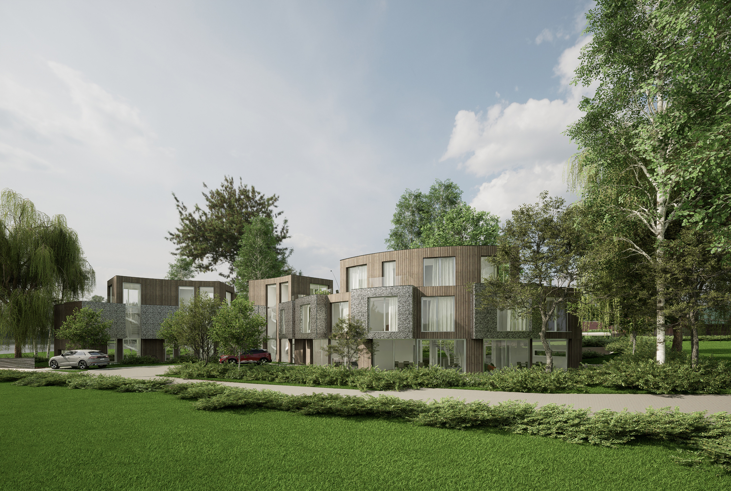 maisons et appartements modernes vus de l'autre côté du bâtiment maisons et appartements modernes vus de l'autre côté du bâtiment