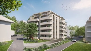 une impression d'artiste d'un immeuble d'appartements dans le projet