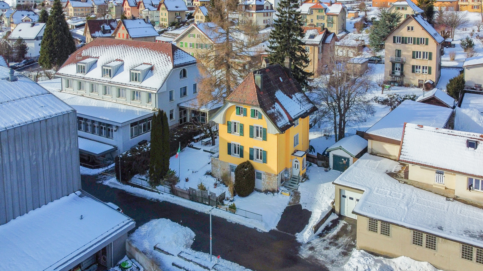Vue aérienne du bâtiment