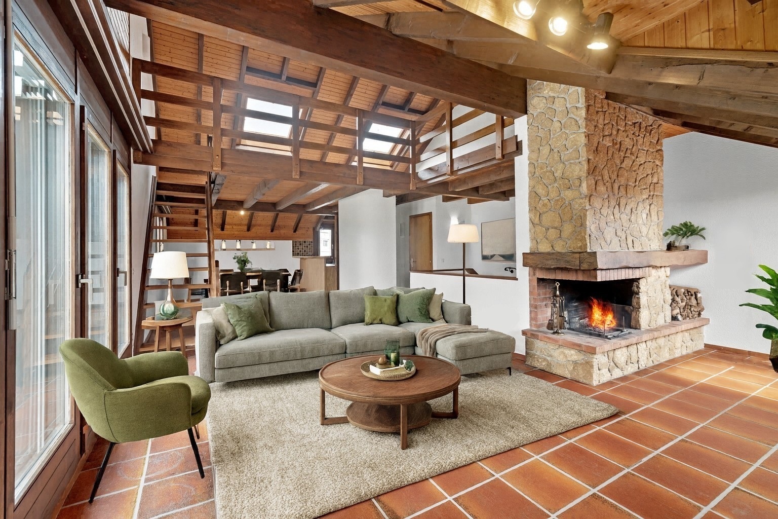 Dachgeschoss - Wohnzimmer Küche und Galerie (Visualisierung)