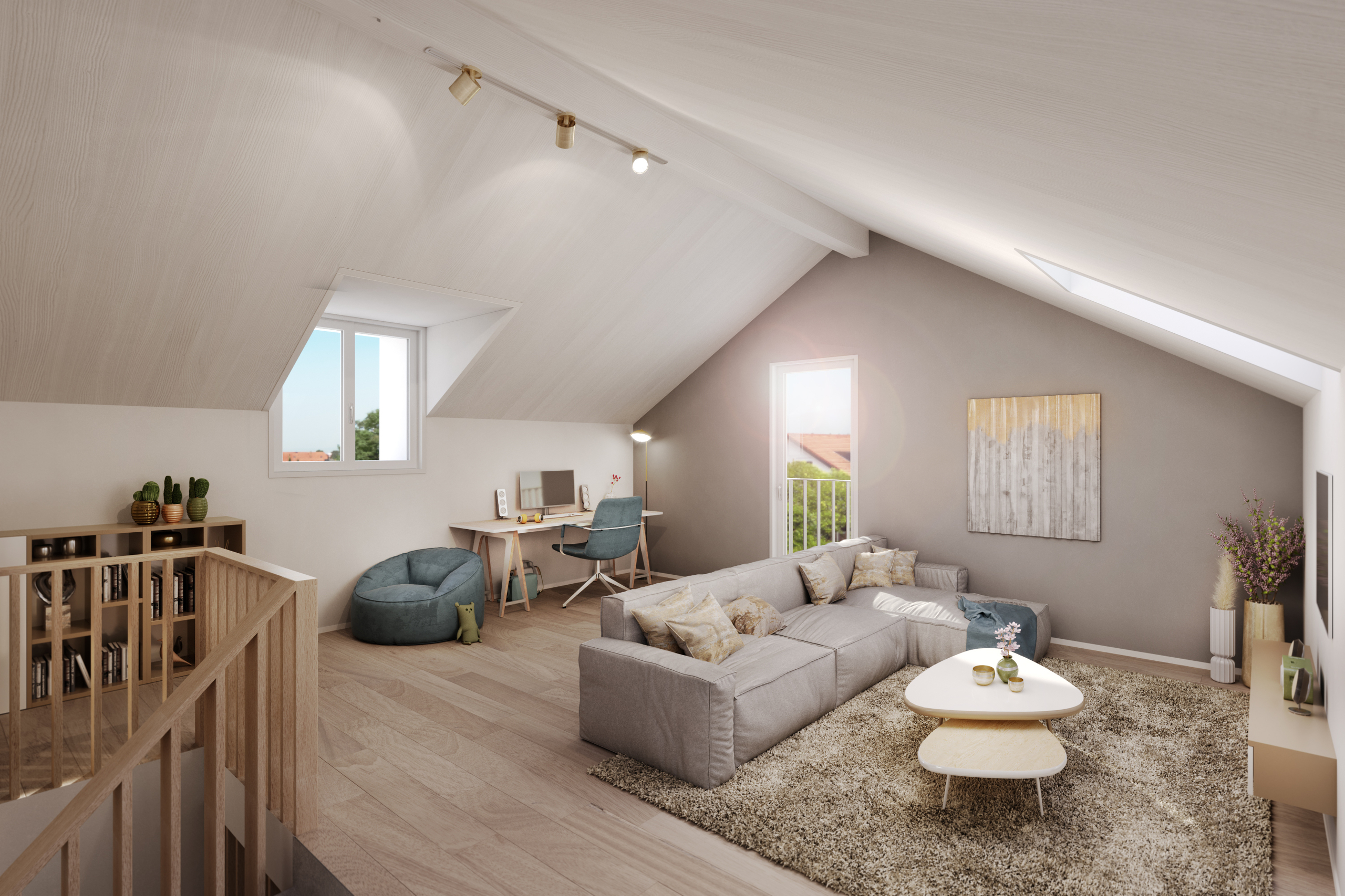 Combles qui seront aménagées en chambre et salle de bain