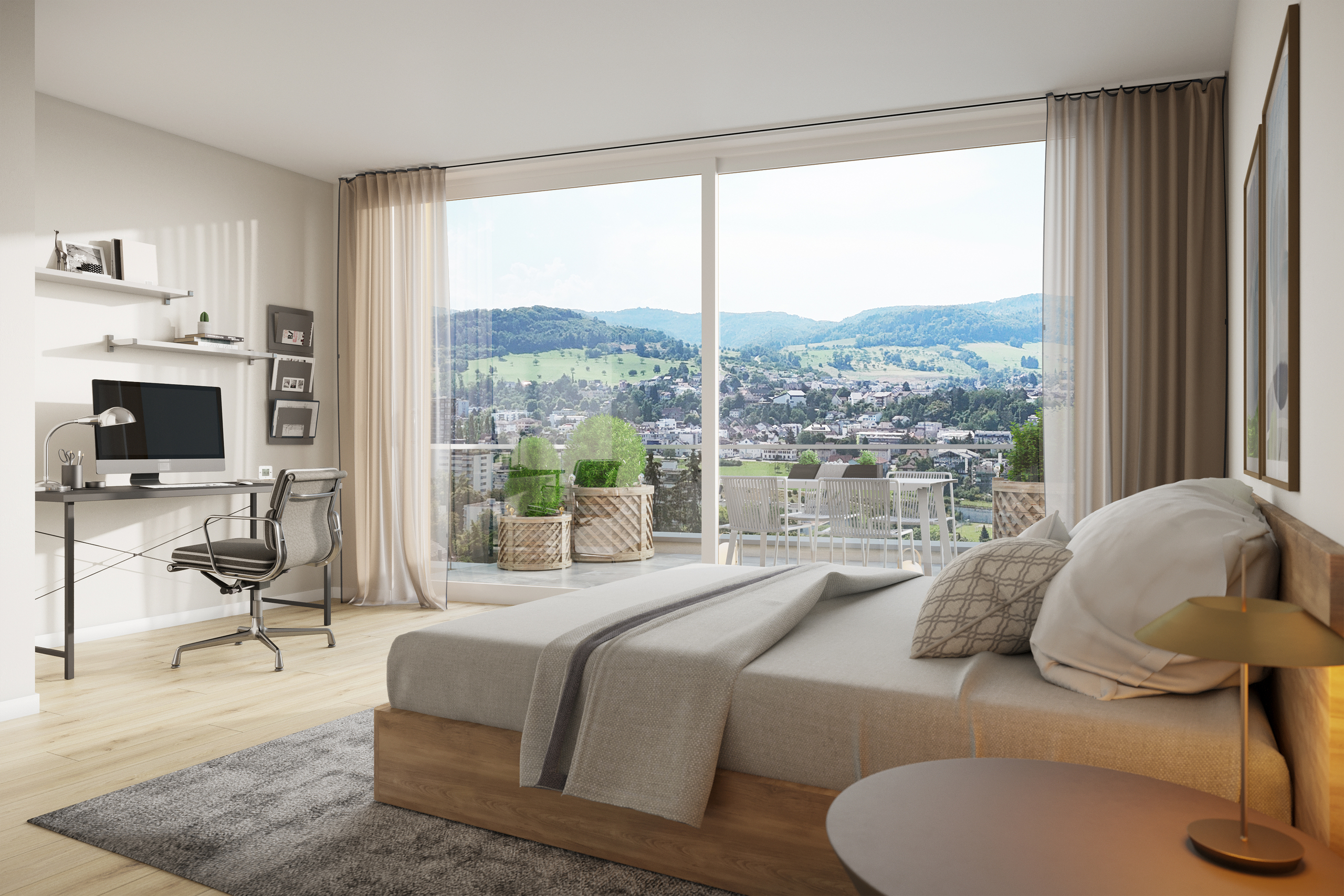 Master-Bedroom Attikageschoss Visualisierung