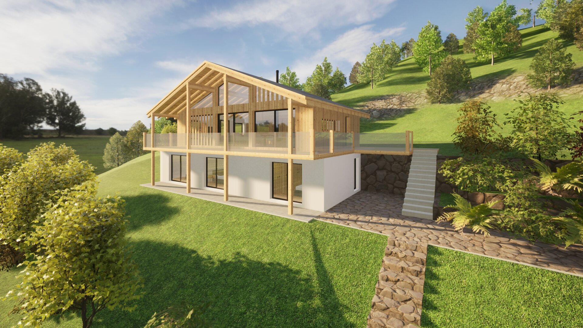 un modèle 3d d'une maison moderne