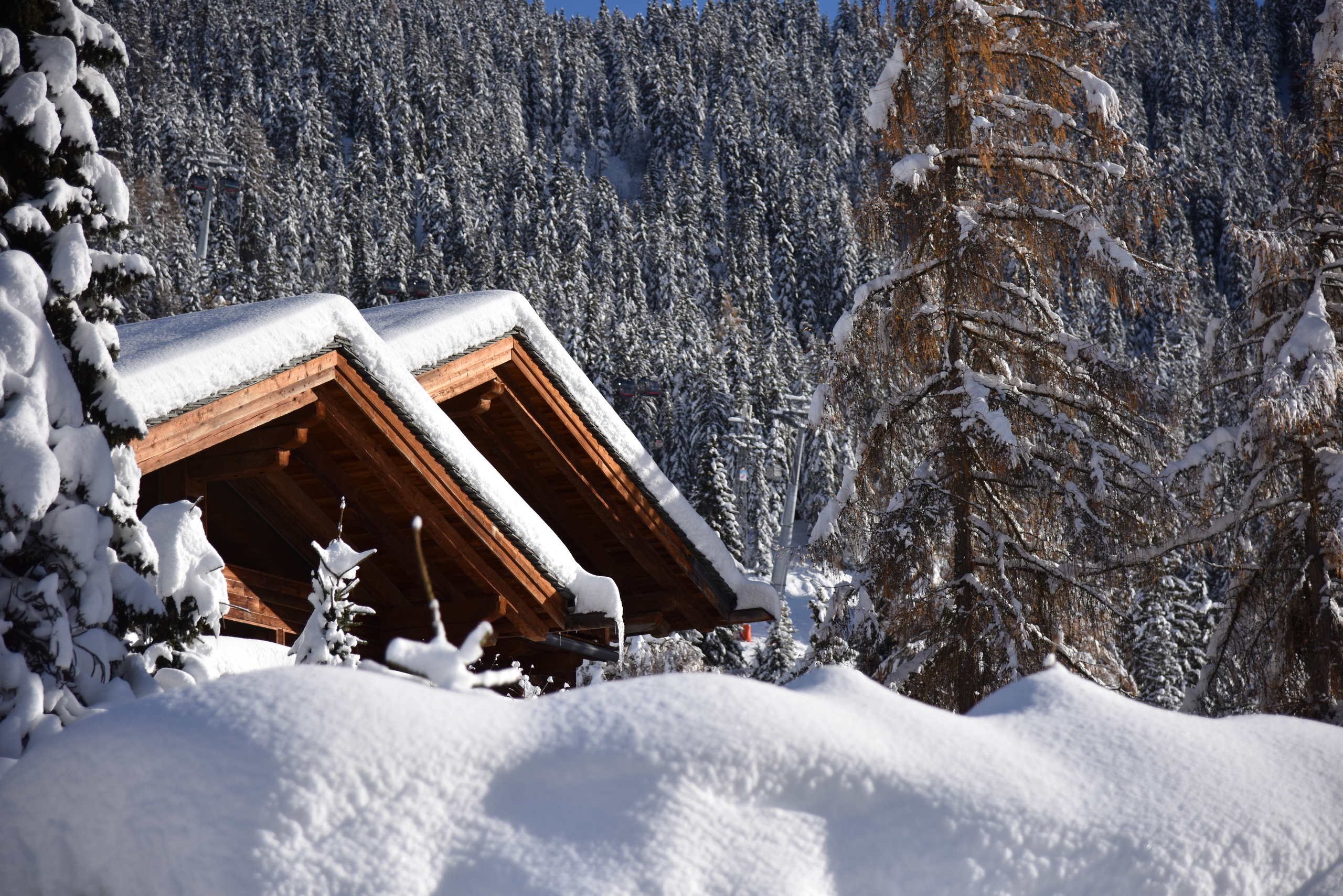 Vue chalets alpins sous la neige – Chalet Off Market Verbier