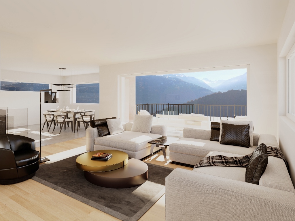 perspective pièce à vivre avec cuisine ouverte sur séjour (Sud et Ouest) perspective pièce à vivre avec cuisine ouverte sur séjour (Sud et Ouest)