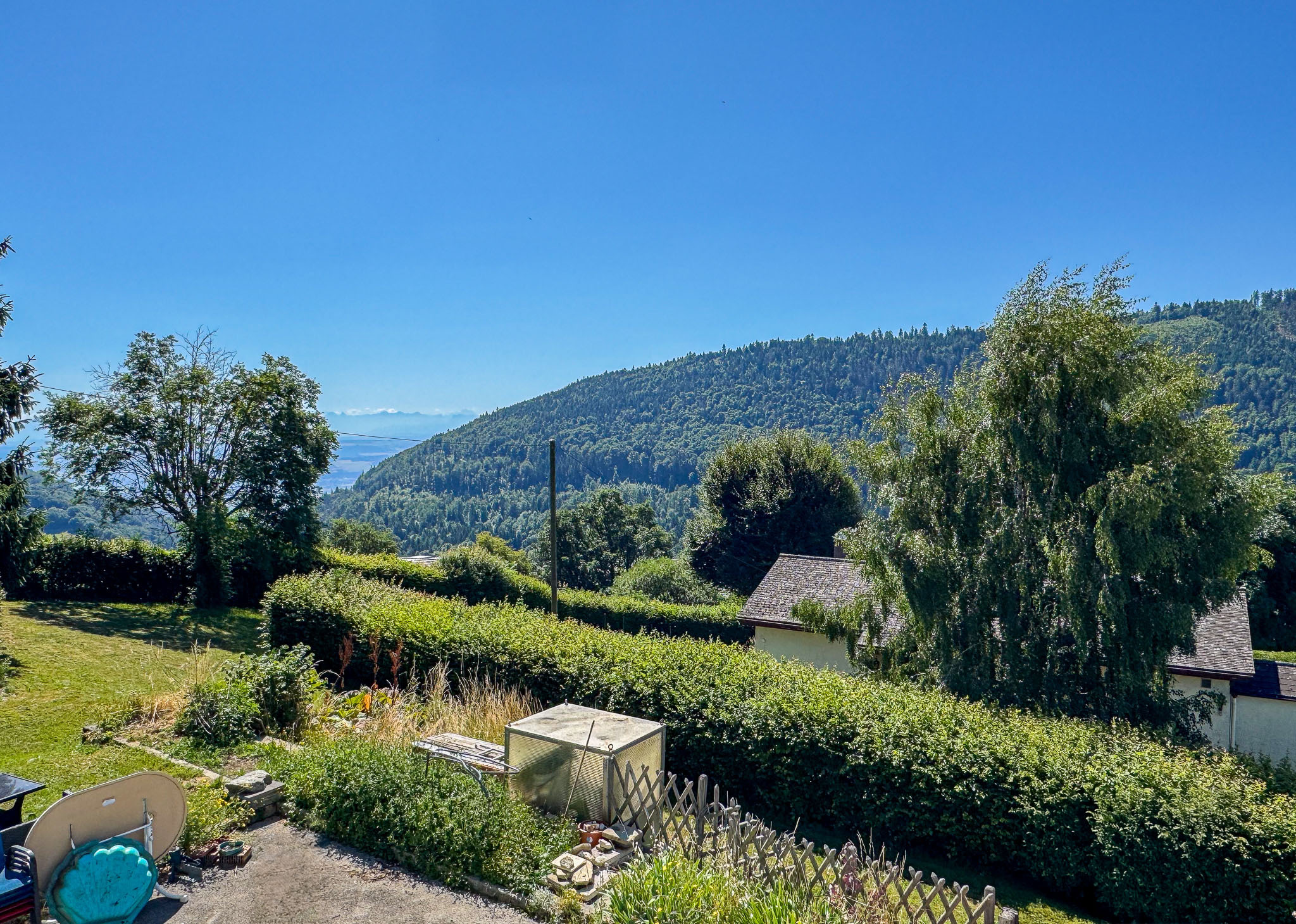 Vue sur le potager et le dégagement  Vue sur le potager et le dégagement