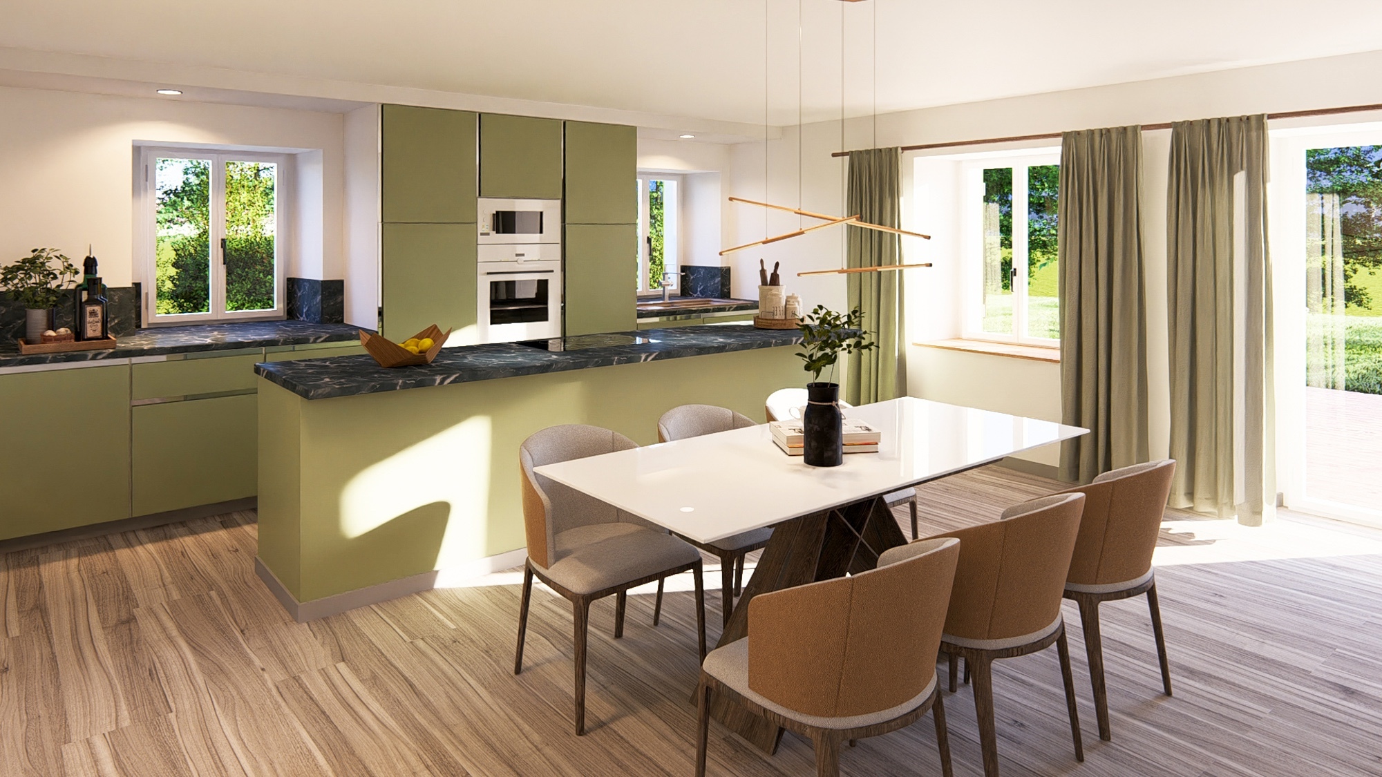 Projet immobilier à Villarimboud avec 2 maisons Domespace à vendre : la cuisine ouverte.