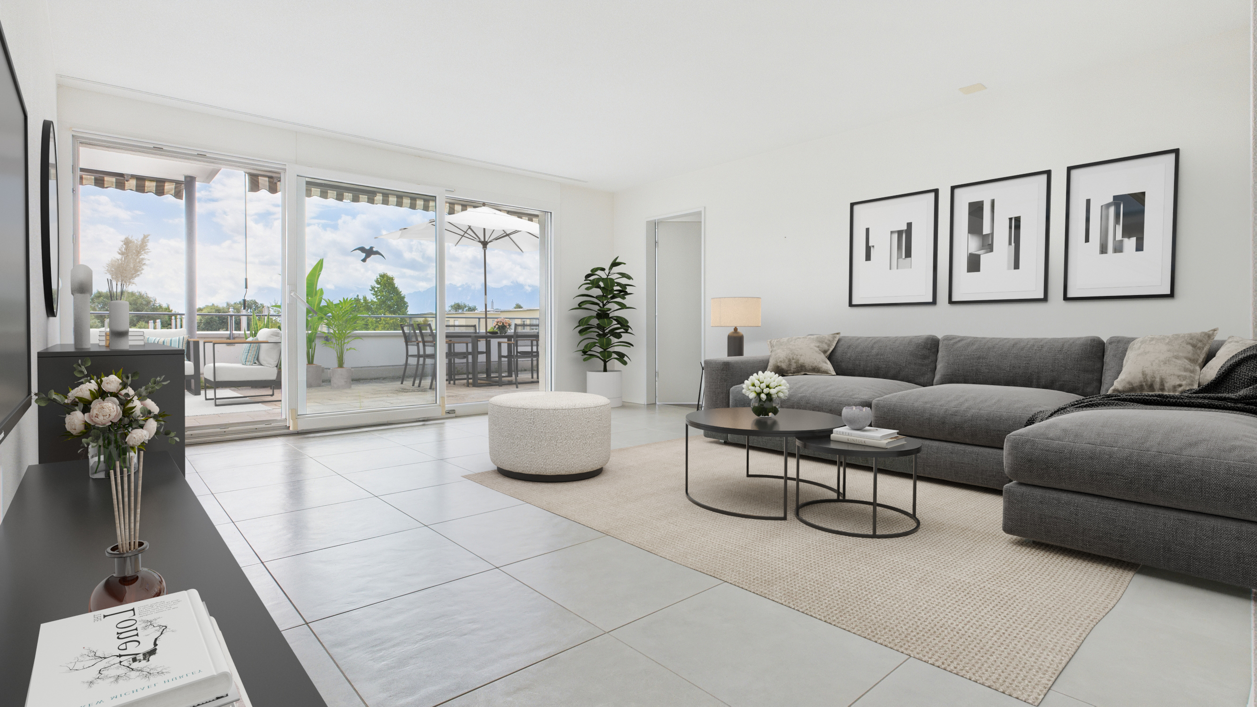 Wohnbereich mit Ausgang auf die Terrasse 