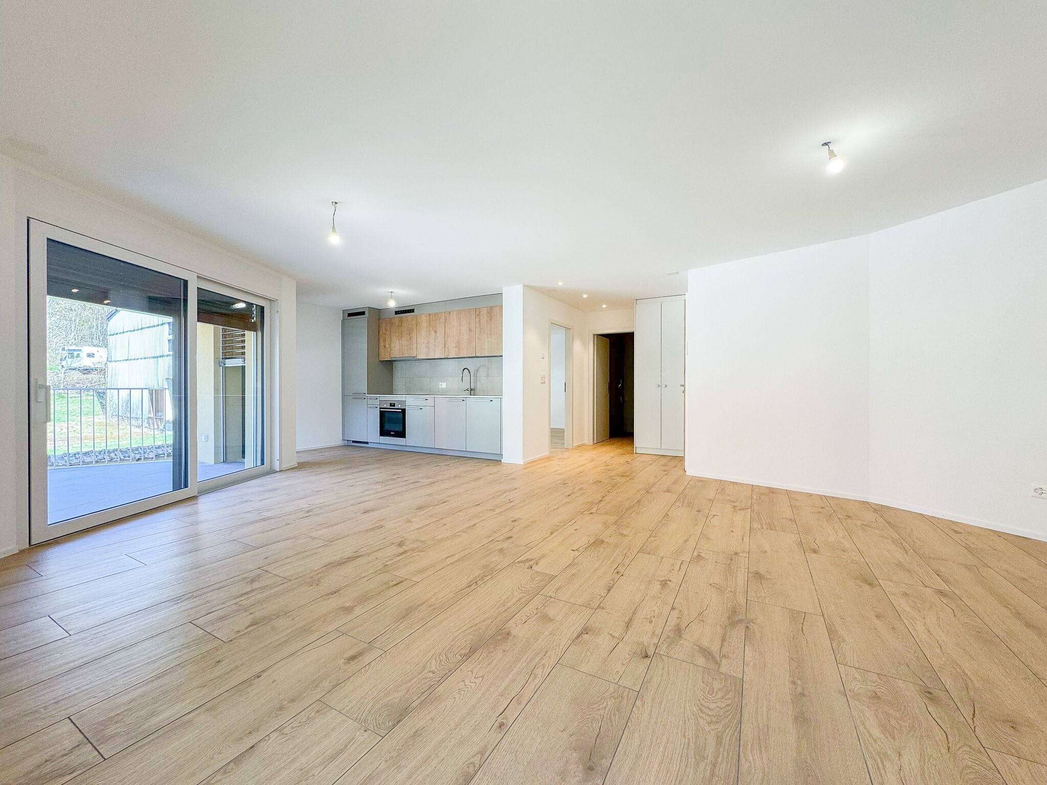 Exemple d'agencement intérieur cuisine et séjour (bâtiment A - 3.5 pièces)