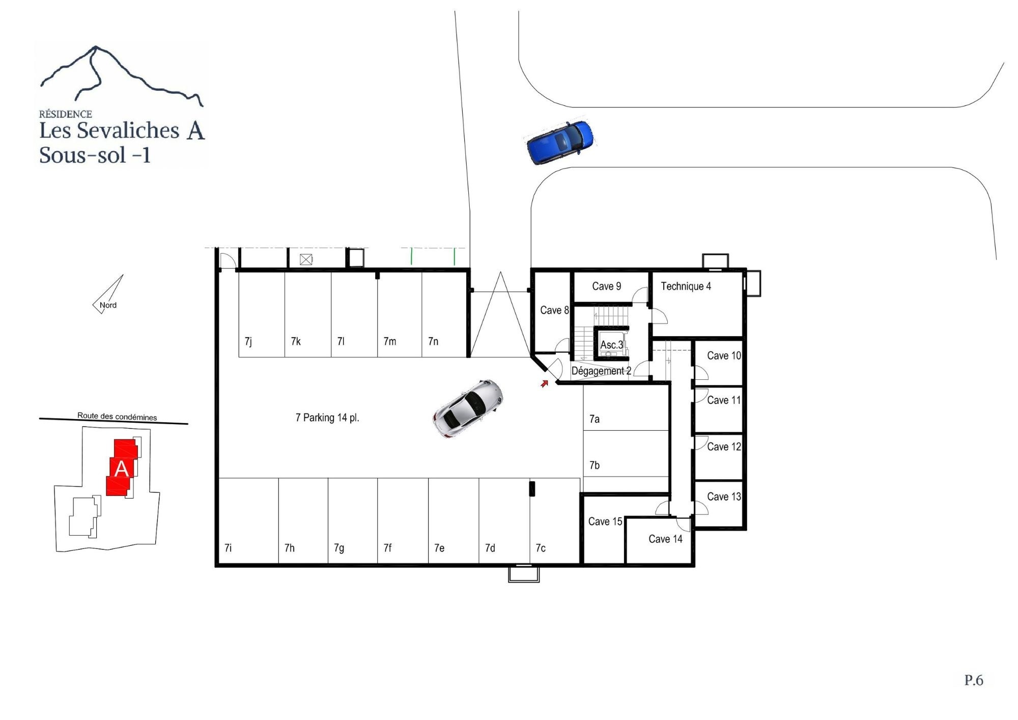 Plan du sous-sol - Parcs intérieurs et caves