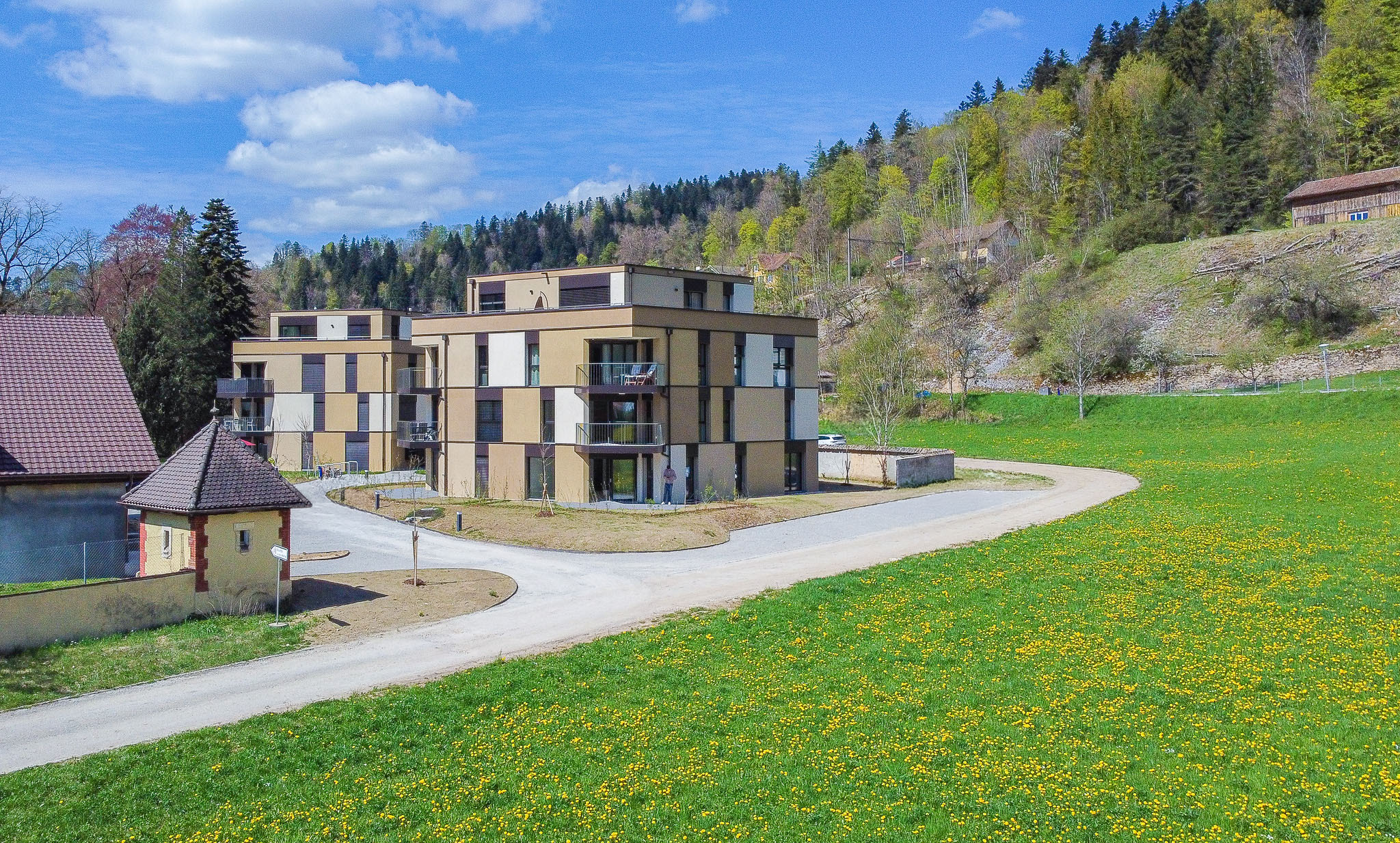 Vue aérienne sur les bâtiments A et B