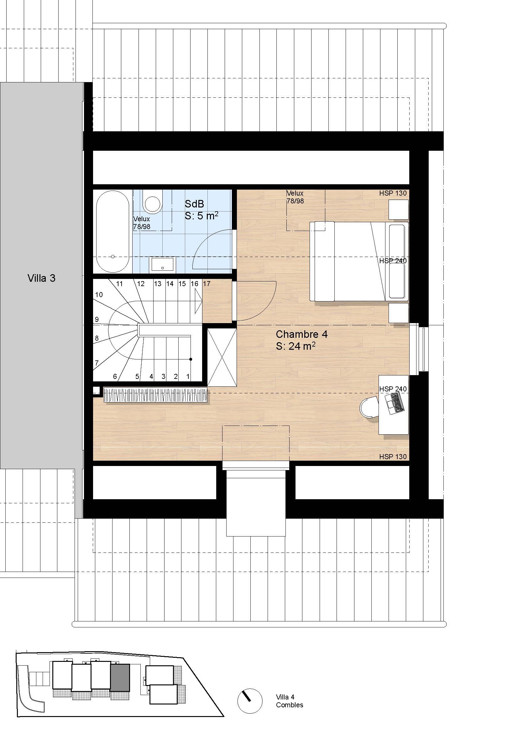 plan villa 4 combles