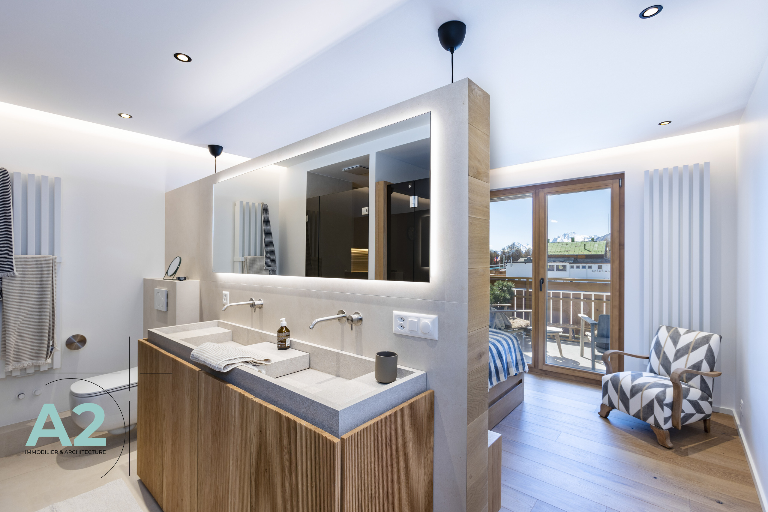 Chambre parentale avec salle d'eau et sauna