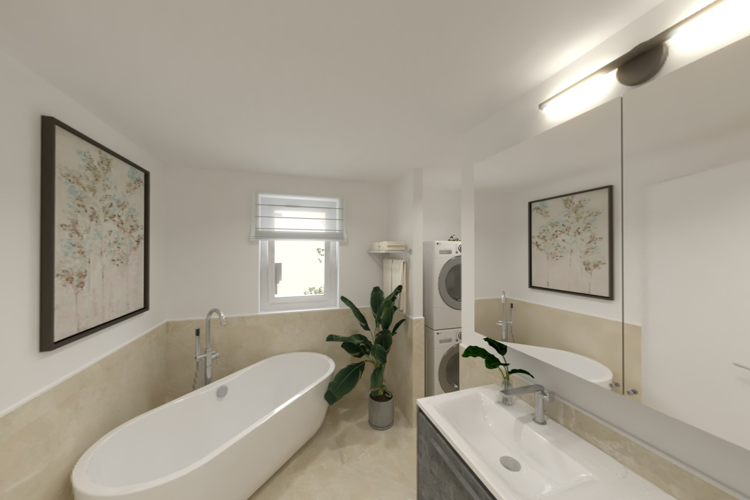 Beispiel, wie das Tageslichtbad dieser Wohnung aussehen könnte.