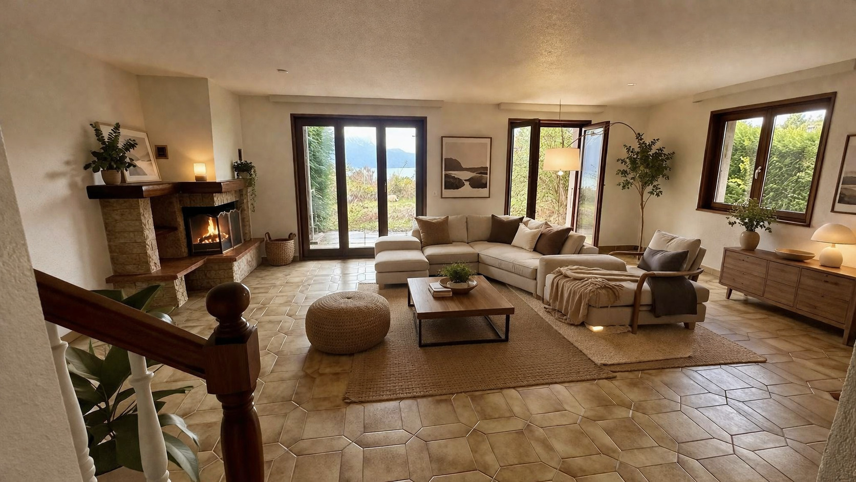 Visualisation du salon au rez-de-chaussée