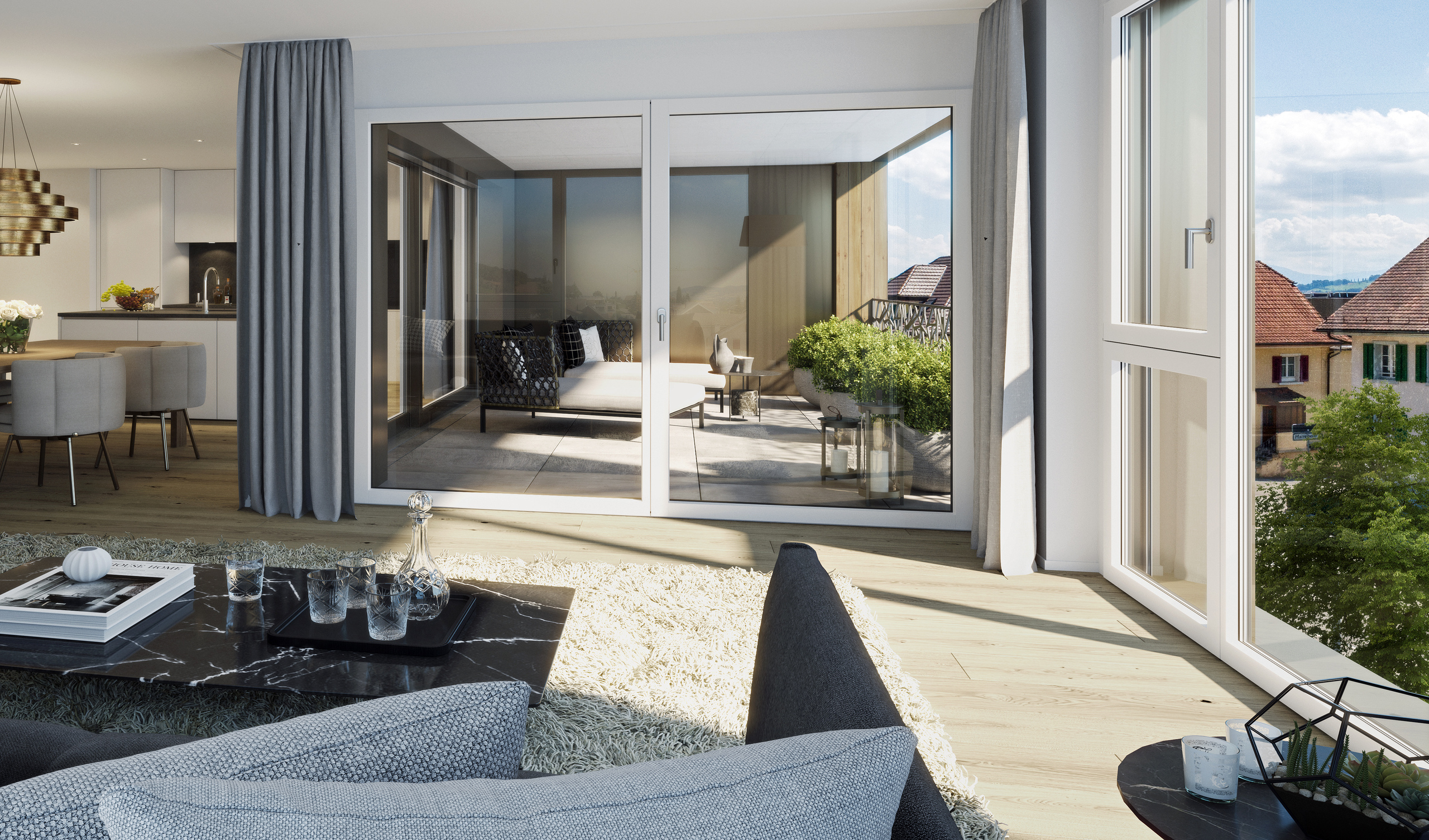 Grosszügige Loggia mit Aussenreduit