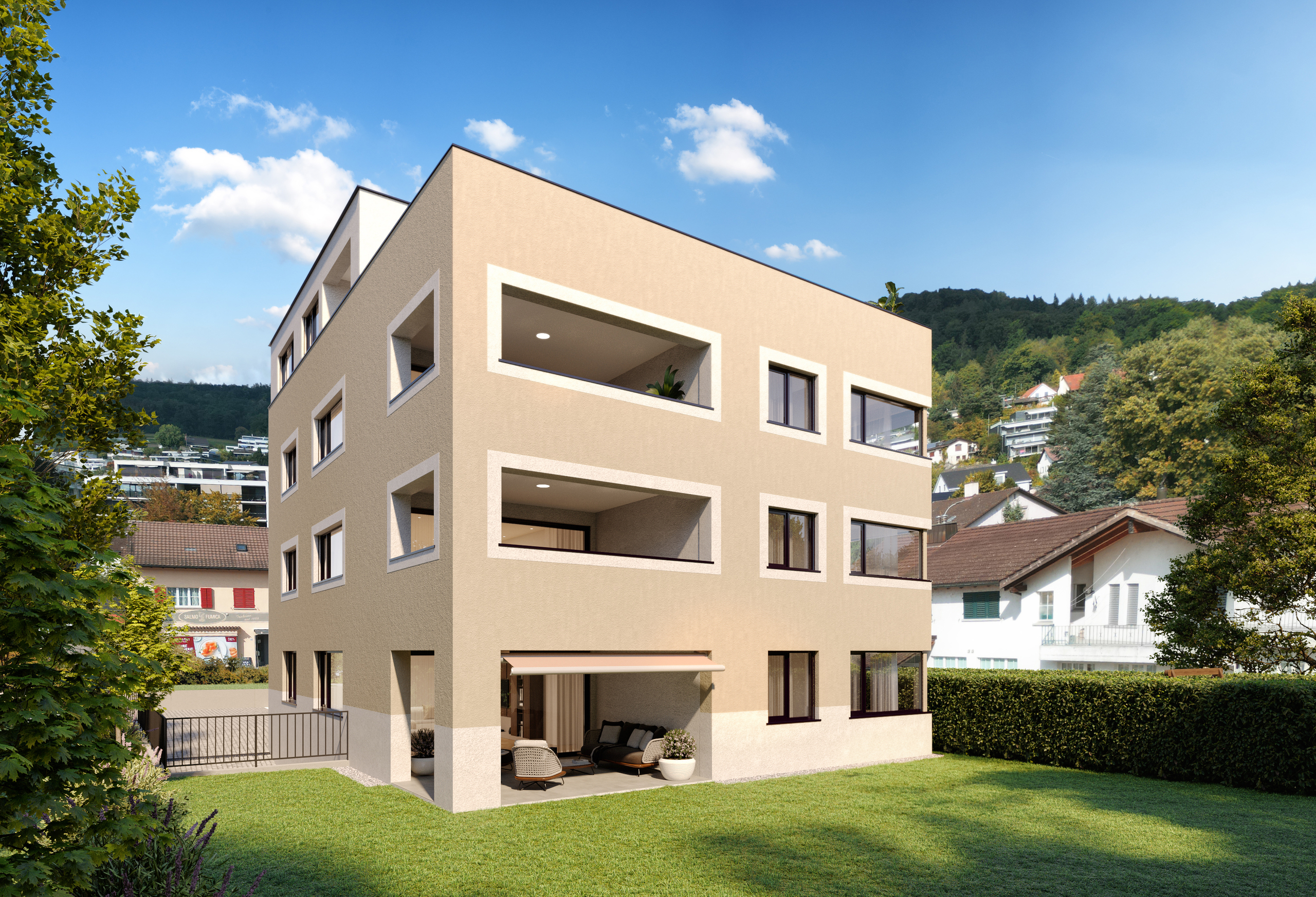 Aussenbereich mit Platz zum Verweilen Aussenbereich mit Platz zum Verweilen