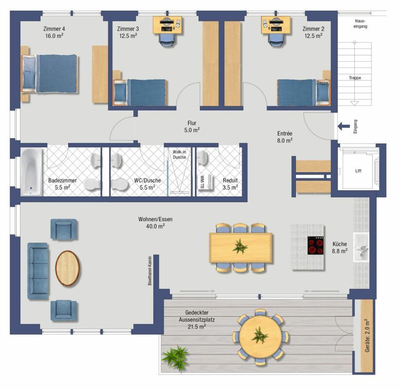 Grundrissplan von der Gartenwohnung Grundrissplan von der Gartenwohnung