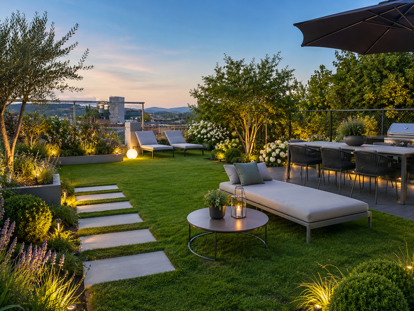 Visualisation du jardin sur le toit