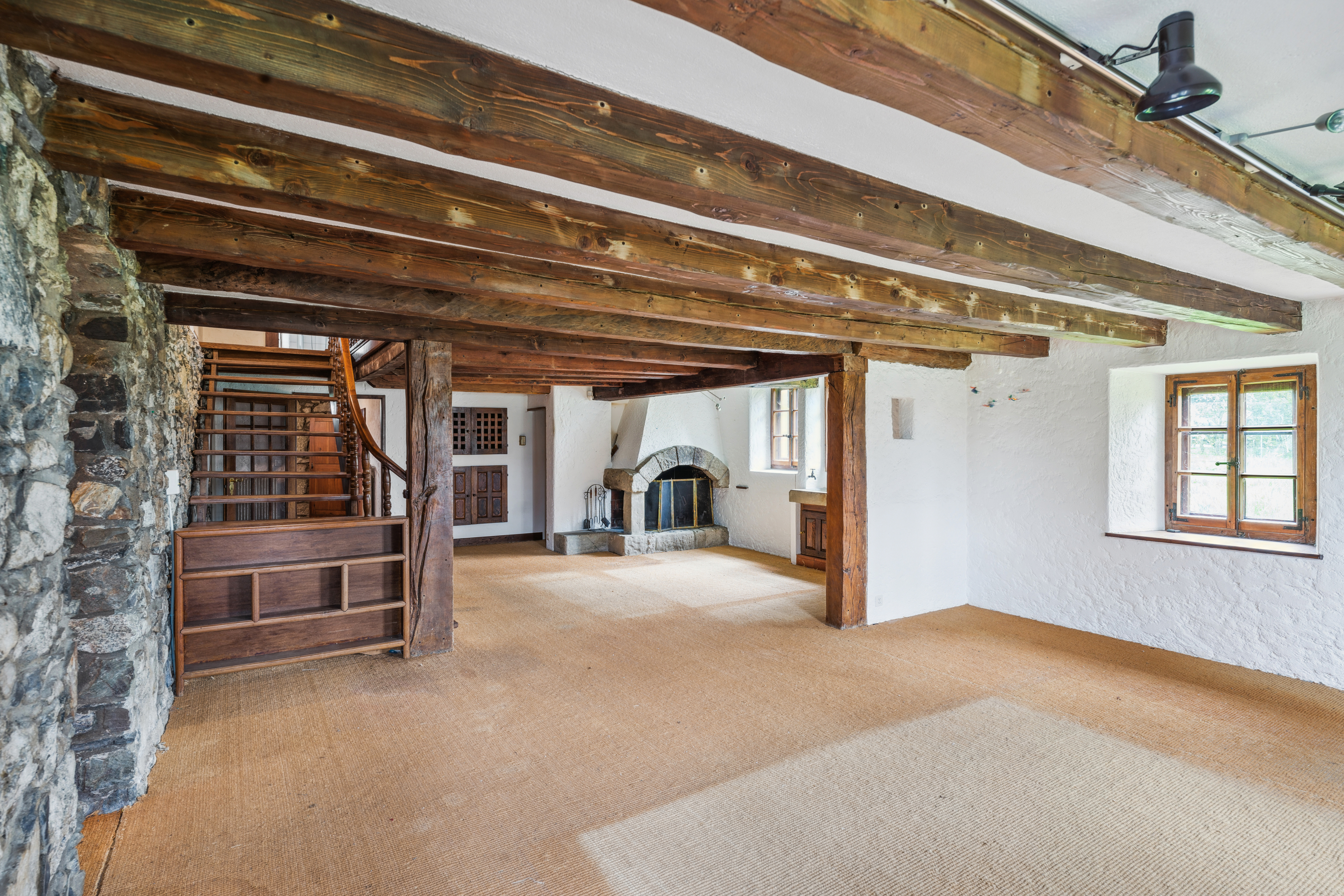 Séjour-cheminée et salle à manger