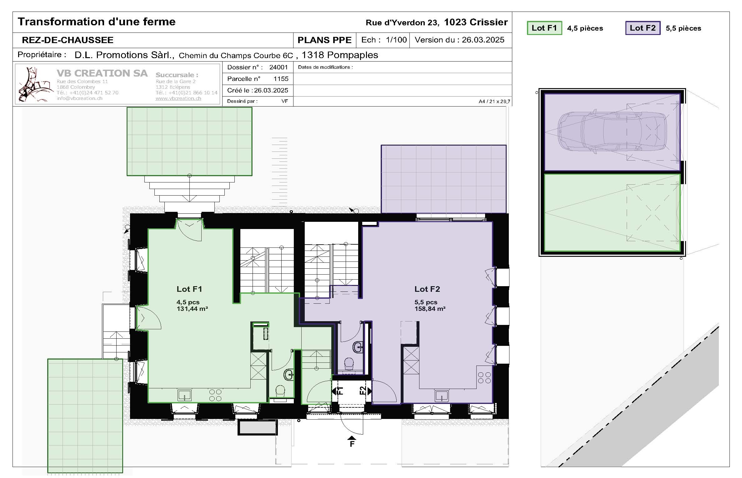 Crissier | Maison Jumelle F1 | Plan RDC