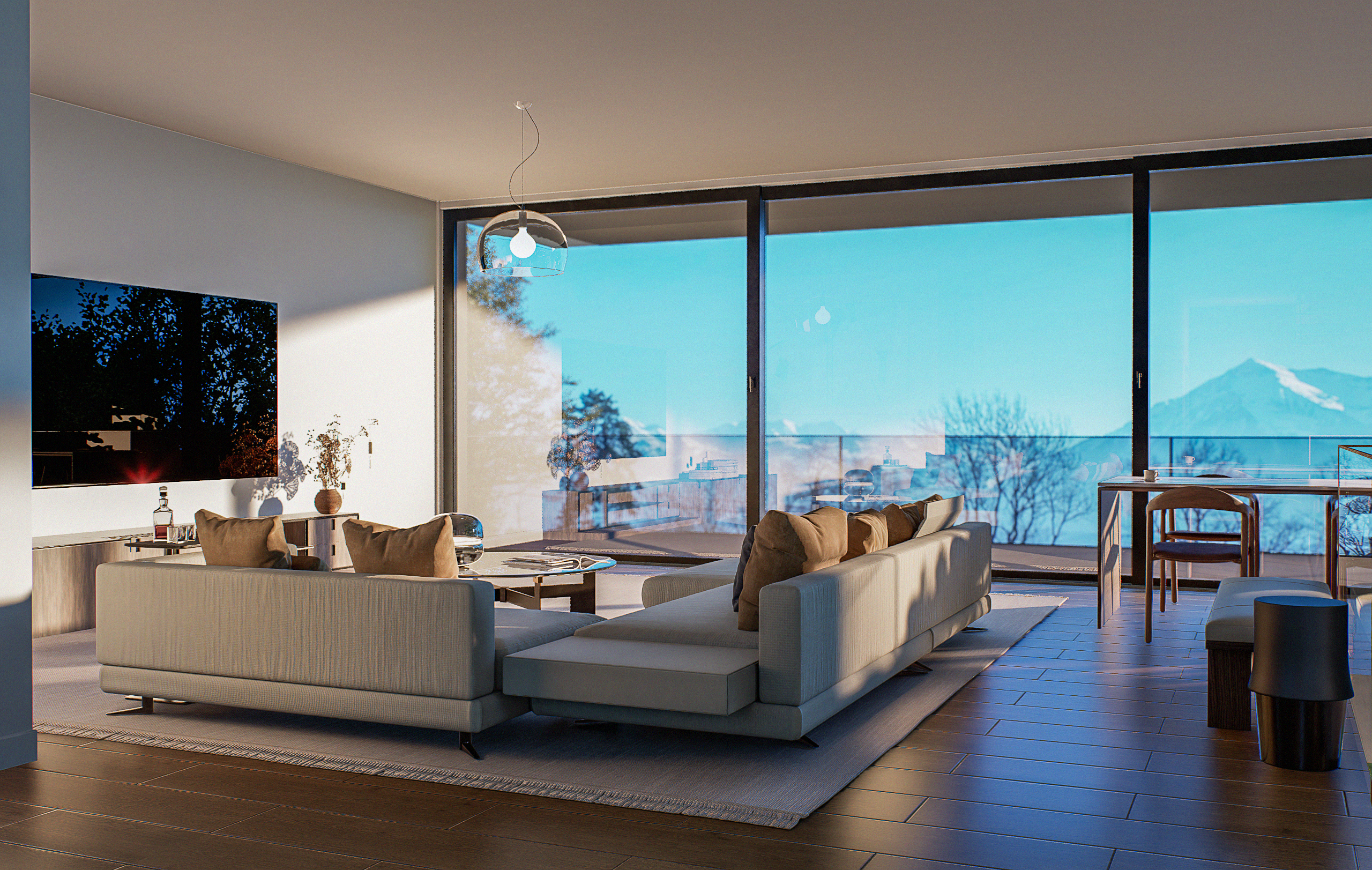 Großer, nach Süden ausgerichteter Sallon